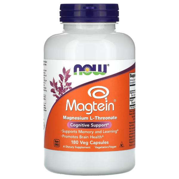Микроэлемент Магний Now Foods Magtein 180 вег. капс. (000025225)