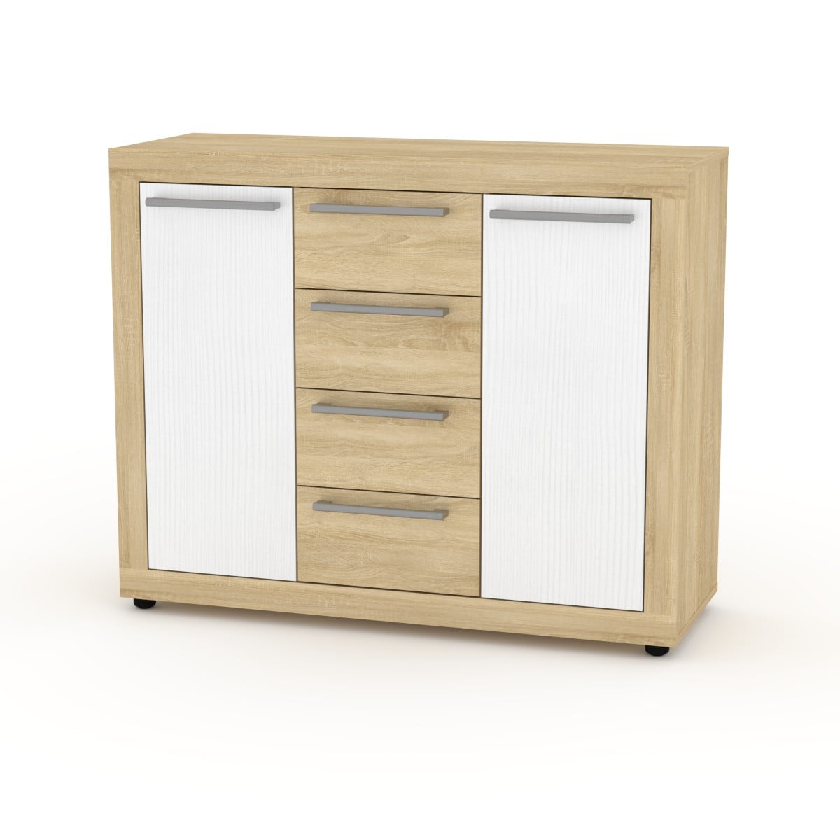 Комод для спальни с выдвижными ящиками Компанит МГ-1 Тумба-3 110х40х90 см Дуб сонома/Нимфея альба Белый (2064513)