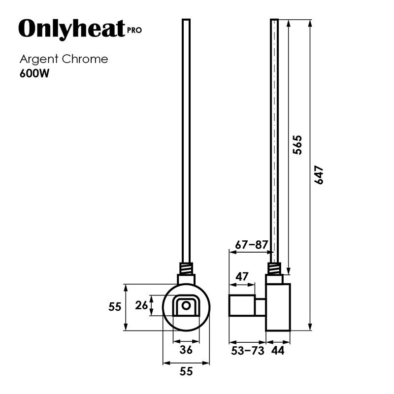 Тен для рушникосушки Pro Onlyheat Argent Chrome 0,6 кВт 1/2 з трійником (TU-19088) - фото 4