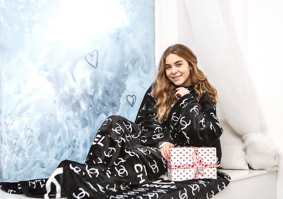 Плед с рукавами и рисунком 1939511008 200x160 см Черный (1939511008) - фото 4