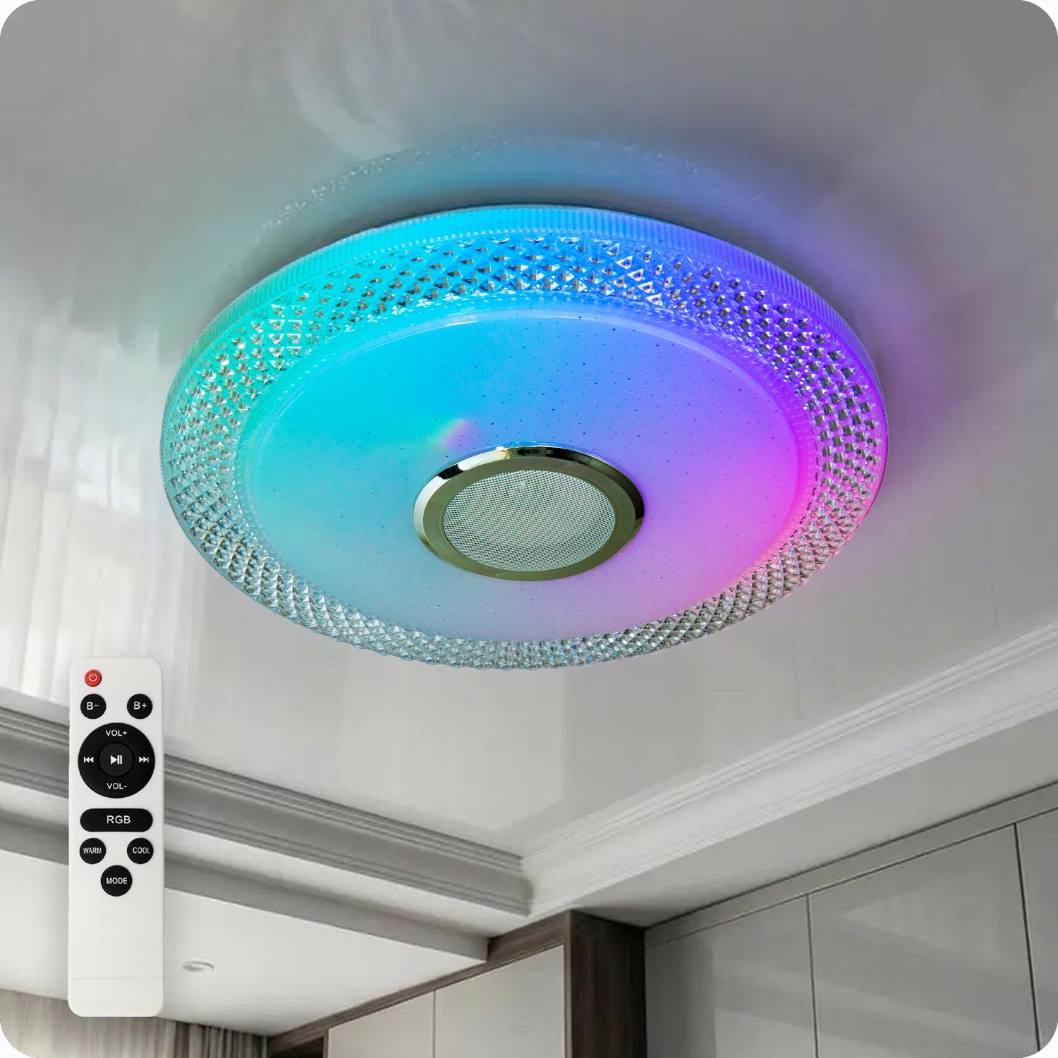 Люстра светодиодная 517 Dlight RGB с пультом и колонкой 70 Вт Белый (02166)