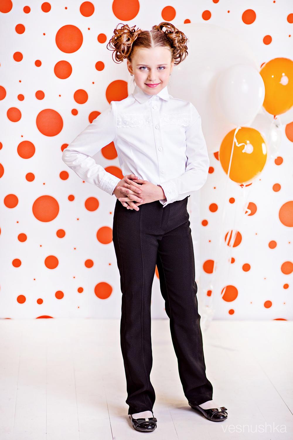 Брюки школьные для девочки Зіронька Веснушка 8008-1 128 см Черный - фото 1