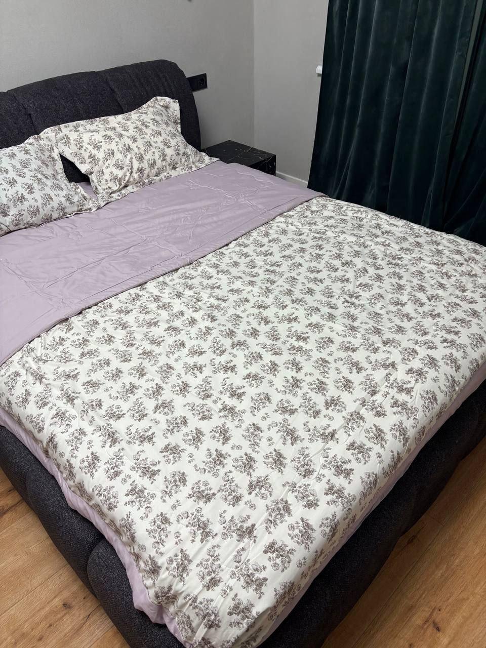 Комплект постельного белья хлопчатобумажный с одеялом евро 200х230 см наволочка 50х70 см 2 шт. Сиреневый (П4К-am-lit-post-001-010)