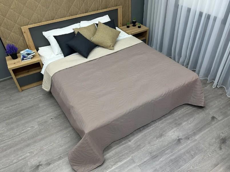 Покривало двостороннє Decorator Microfiber 160х215 см Сіро-коричневий/Бежевий (85-083) - фото 6