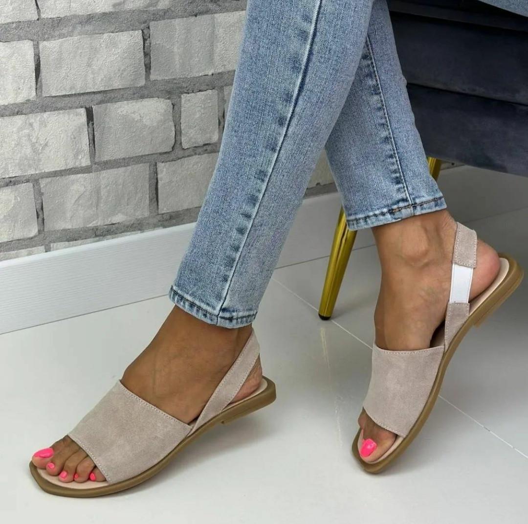 Босоножки женские замшевые р. 40/26 см Бежевый (29916)