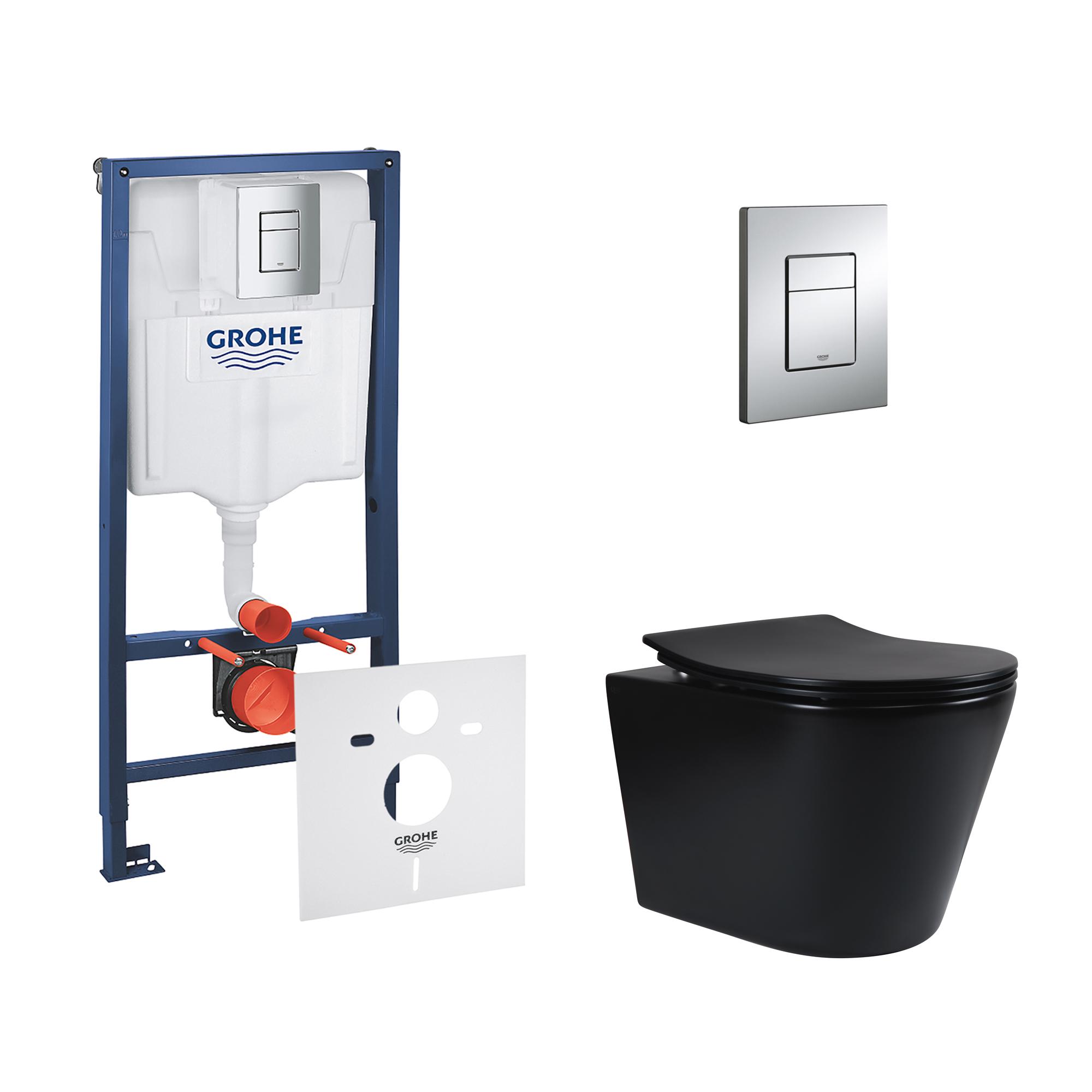 Комплект инсталляции Grohe Rapid SL 38772001QT1433053ERMB с унитазом кнопка Хром (116287)