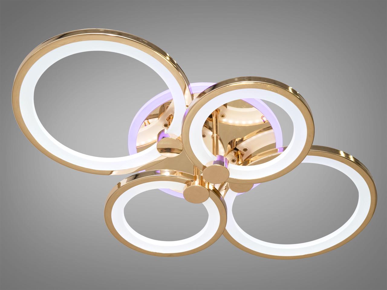 Люстра в спальню з LED підсвічуванням 70W на 10 кв. м Золотий (8022-4G-LS)