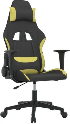 Компьютерное кресло геймерское vidaXL тканевый Black/Light Green (3143738)