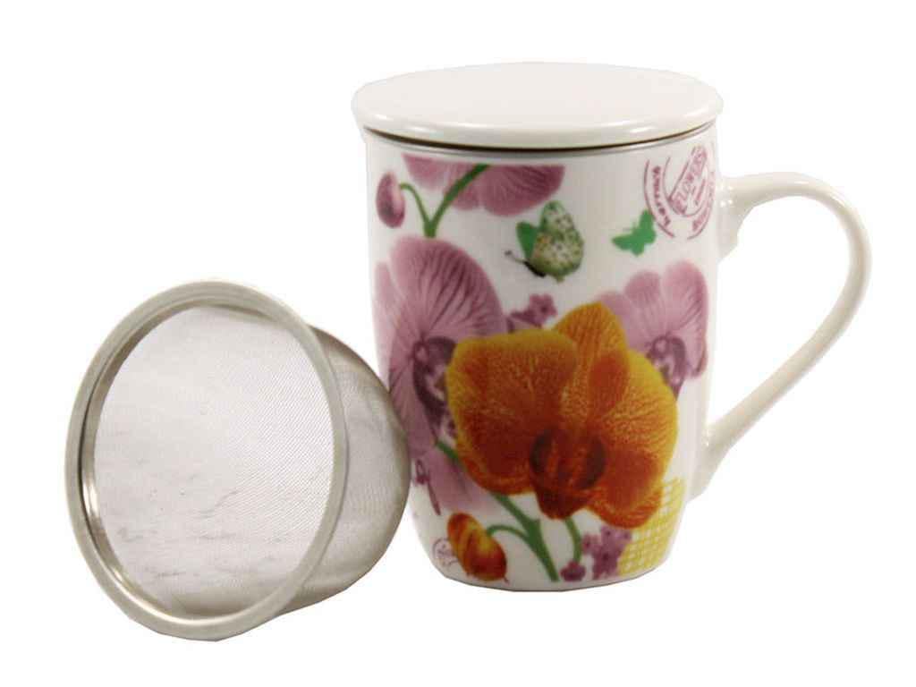 Чашка-заварник Interos фарфор з кришкою та ситом подарункова упаковка 330 мл (MIX A-35-1M)