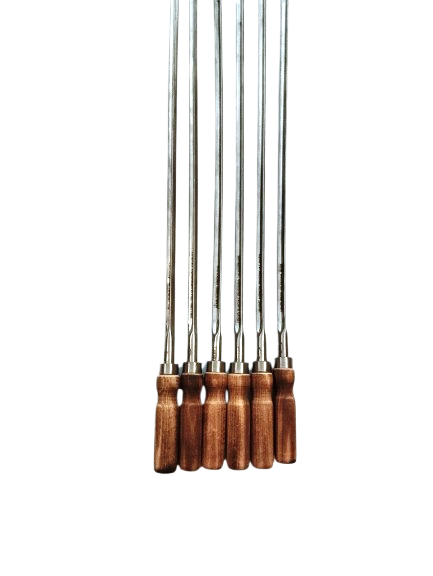 Шампур трехгранный из нержавеющей стали деревянная ручка Ø 9 мм - фото 3