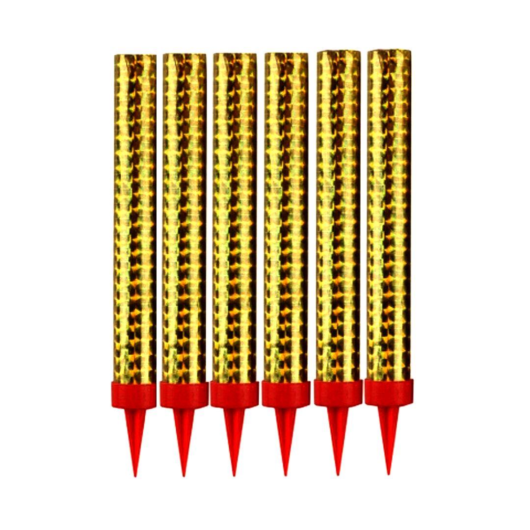 Свечи для торта Холодный фонтан 10 см 6 шт. Золотистые (203080-10/6)