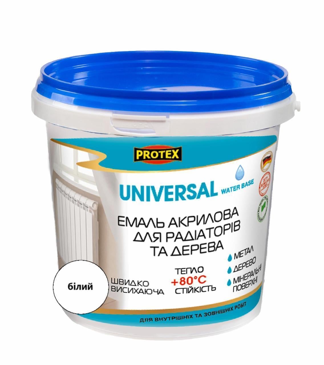 Эмаль акриловая водно-дисперсионная Universal PROTEX 0,35 кг 300 мл Белый (3014750598)