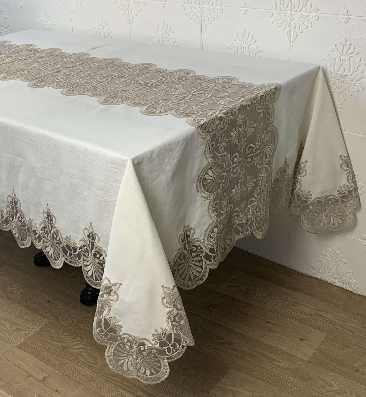 Скатертина Acme Tekstil PVS Elisa 160x220 см Krem/Cappucino (CN30450)