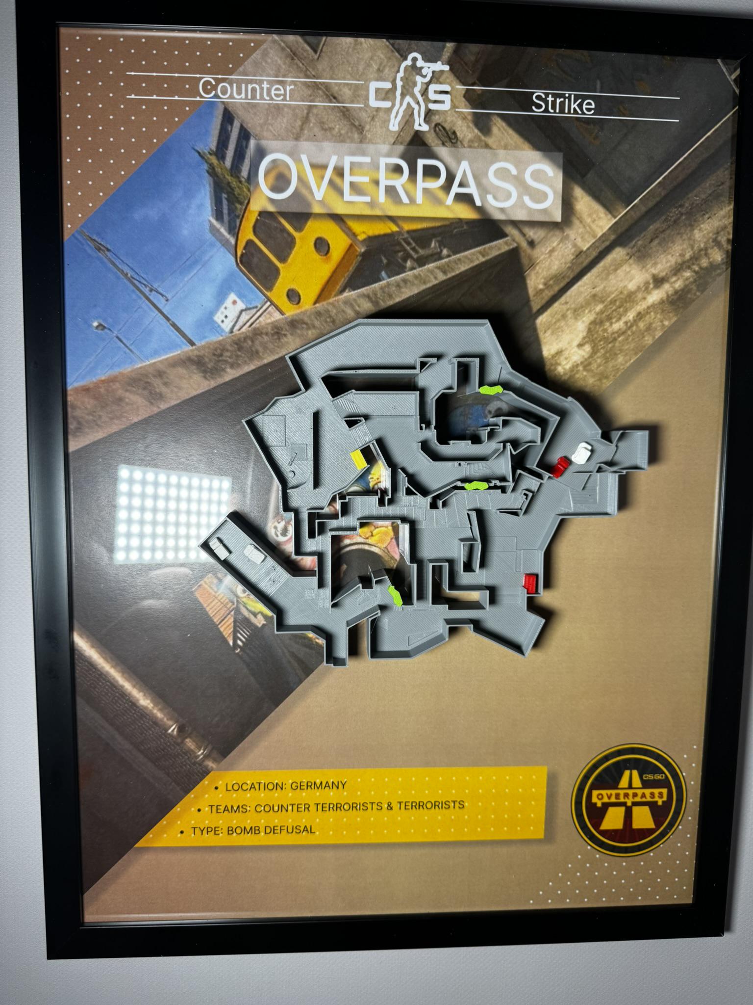 Карта 3D Overpass по игре Counter Strike 30х40 см