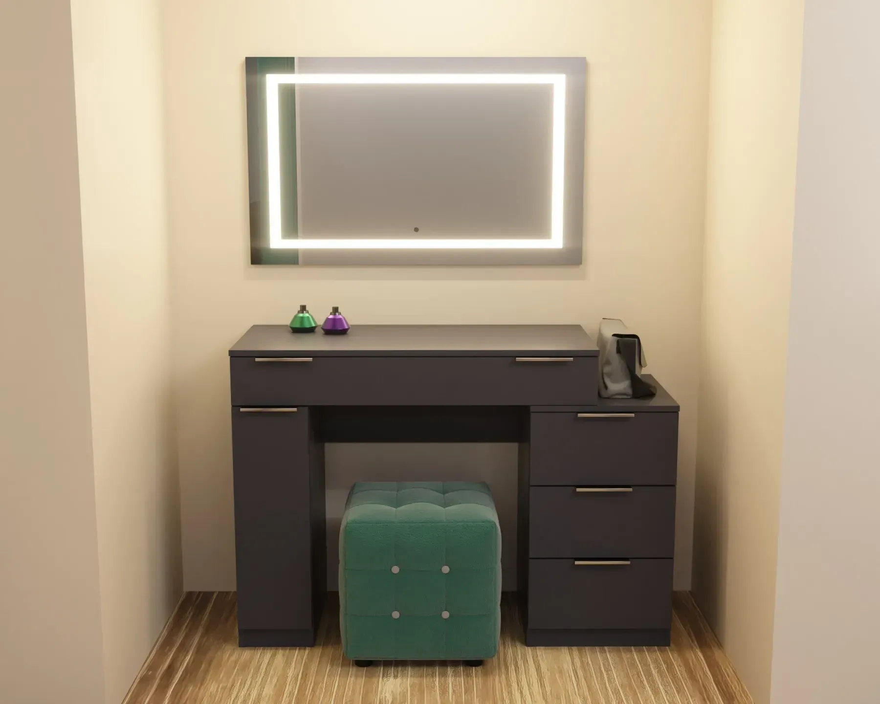 Стіл-трюмо туалетний Kontinent Krystal 1200х452х847 мм Антрацит (59321122) - фото 1 Стіл-трюмо туалетний Kontinent Krystal 1200х452х847 мм Антрацит (59321122) - фото 1