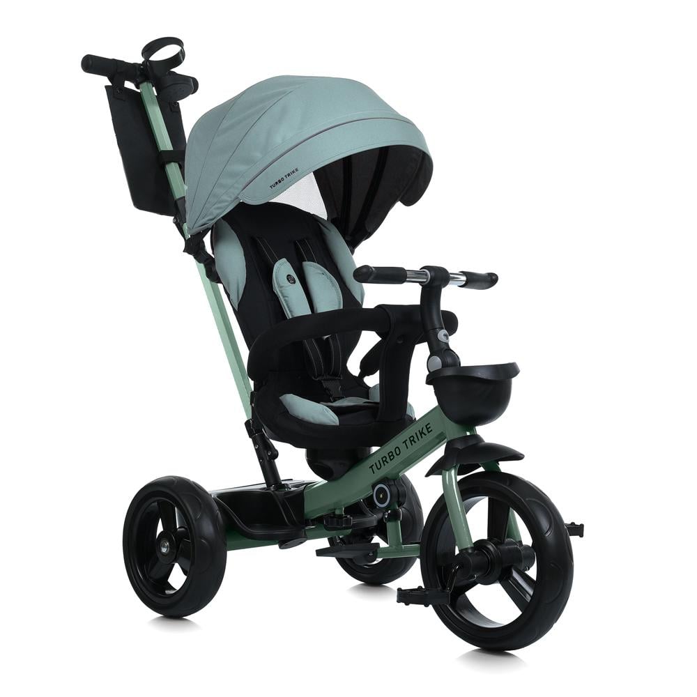 Велосипед триколісний Turbo Trike MT 1001-1 з батьківською ручкою і поворотним сидінням Зелений - фото 1