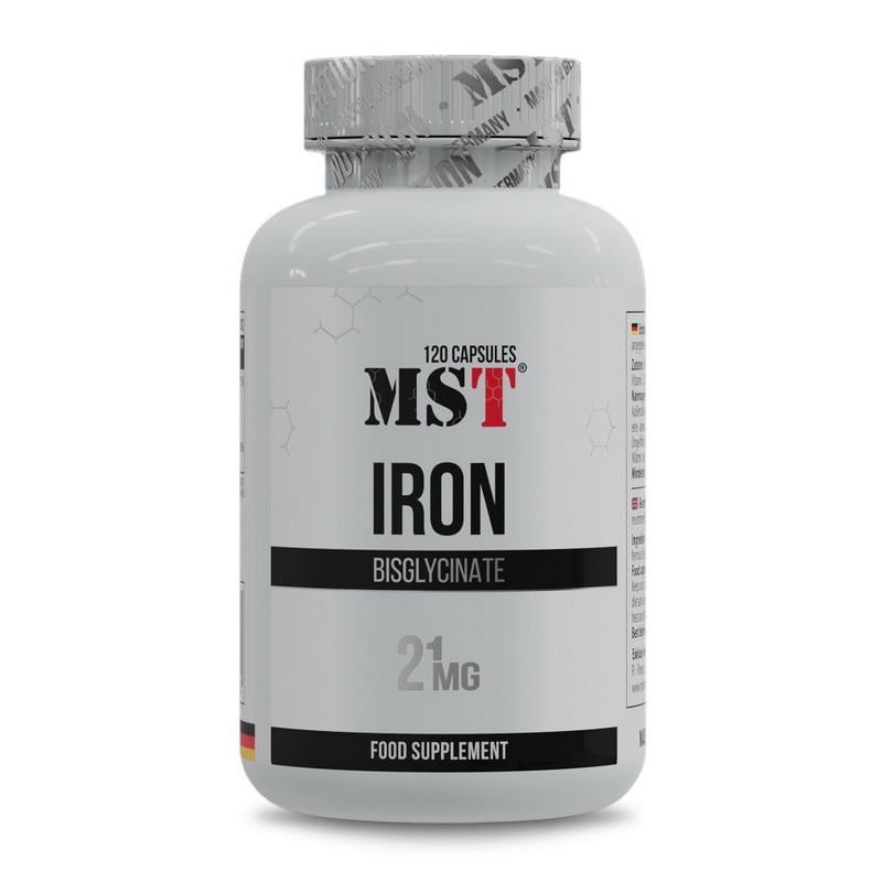 Залізо бісгліцинат хелат MST Iron Bisglycinate 21 mg 120 капс.