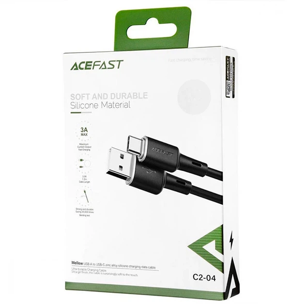 Кабель ACEFAST C2-02 USB to iP 2.4A 1,2 мм silicone zinc connectors Black (KST-AFC2-02B) - фото 4