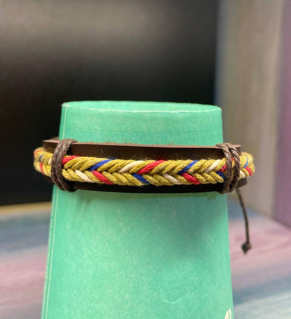 Браслет из экокожи PG06147 на завязке 6 см Разноцветный (14244839)