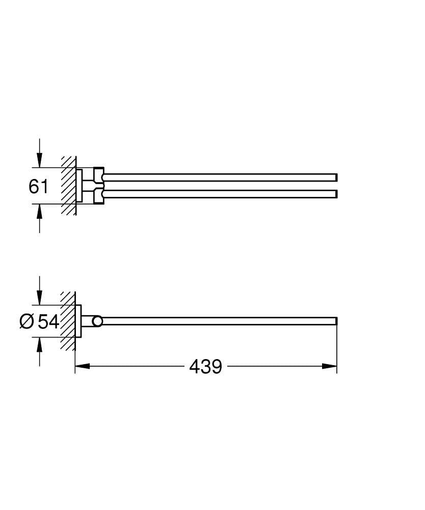 Держатель для полотенец Grohe QuickFix Start 41183000 CV033404 поворотный двойной Хром (214944) - фото 2