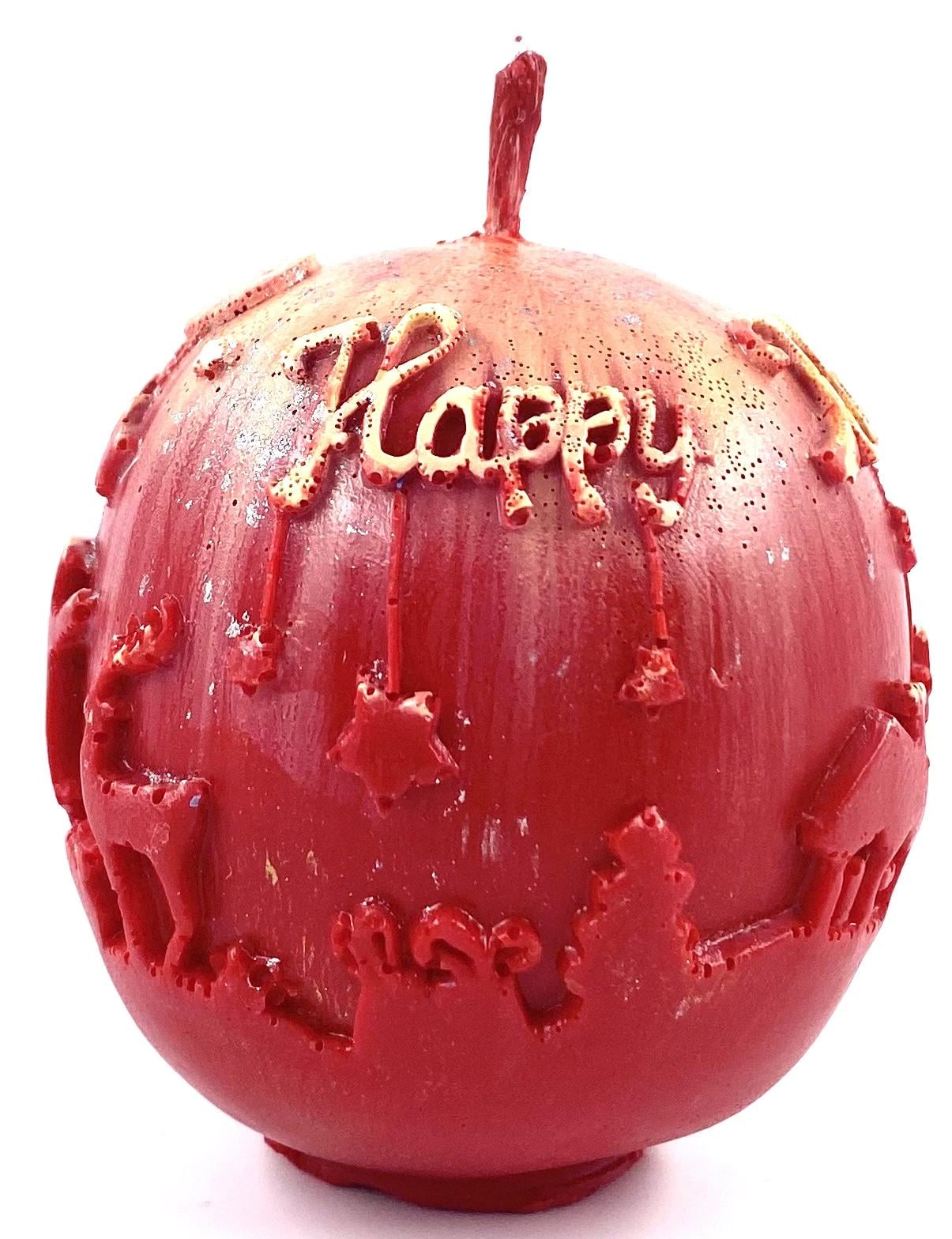 Свеча-шар С Новым Годом 130 г 6,5 см Красный/Белый (1822)