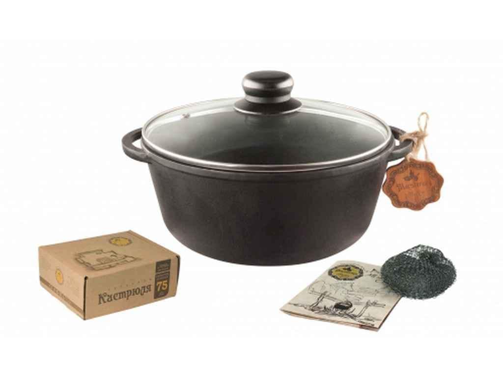 Кастрюля Maysternya чугунная 5 л со стеклянной крышкой (Т403С3)