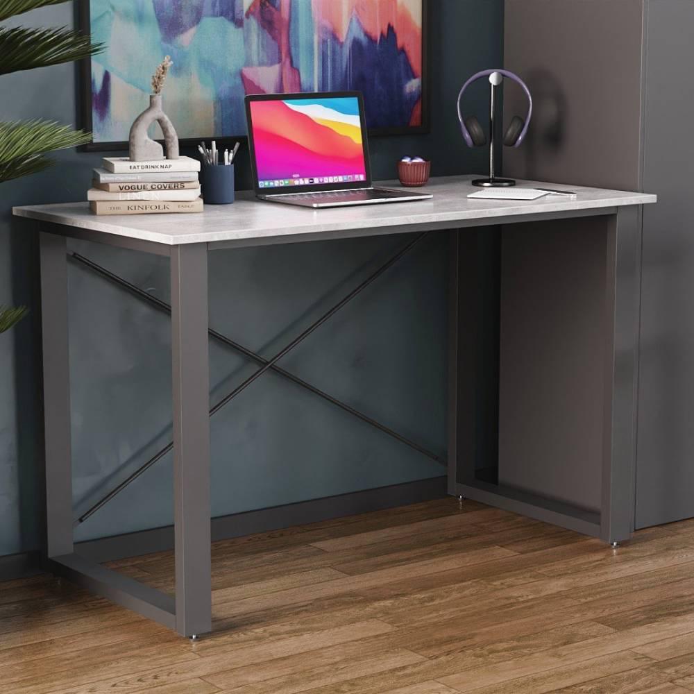 Письменный стол Ferrum-decor Драйв металл/ДСП 16 мм 750x1000x600 мм Черный/Бетон (FRD-103093)