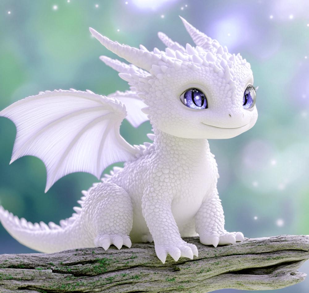 Алмазная мозаика Dream Toys Белый дракон 20x20 см (S10166)