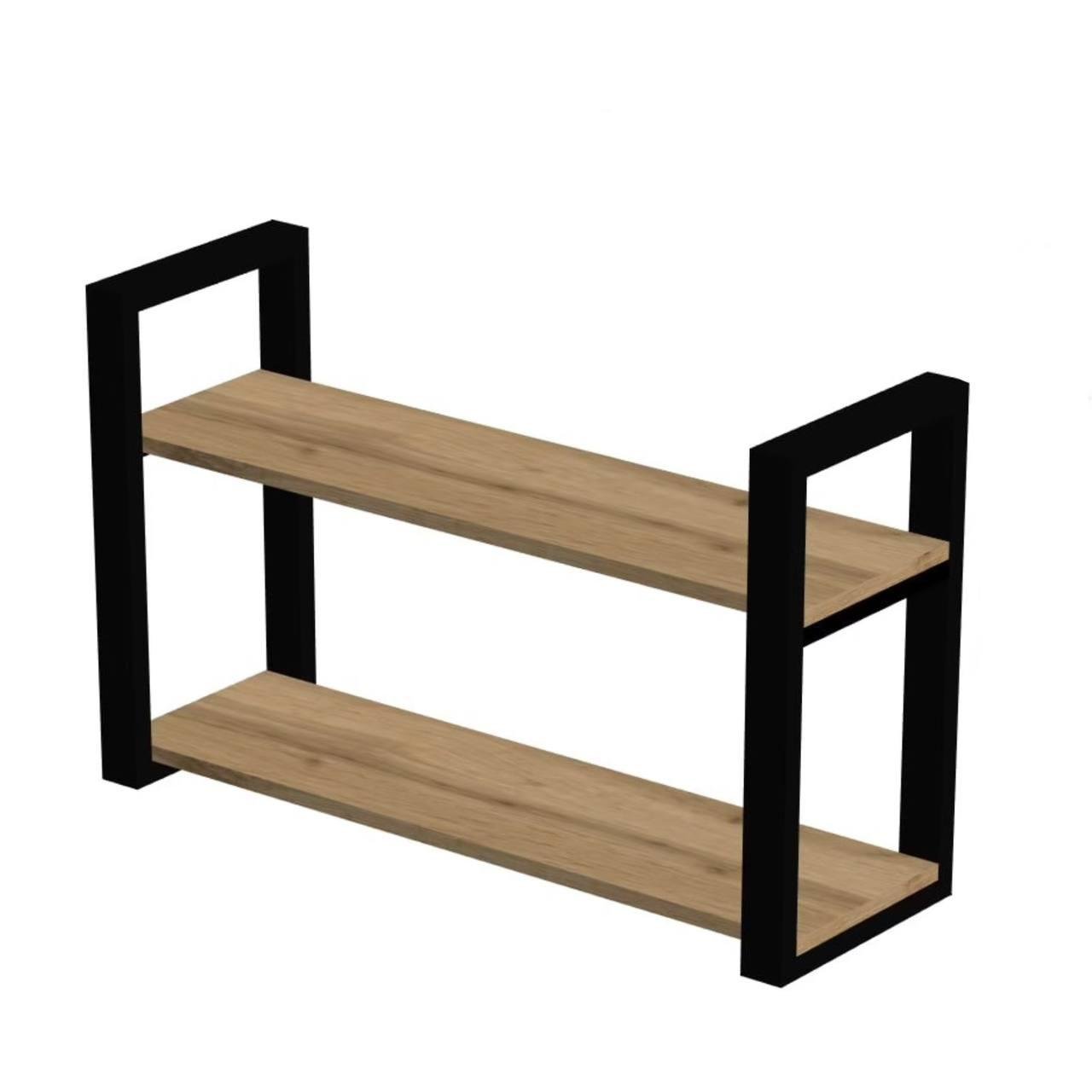 Стеллаж металлический 000088450 Loft две полки напольный для обуви 90 см Индастриал/Черный мет