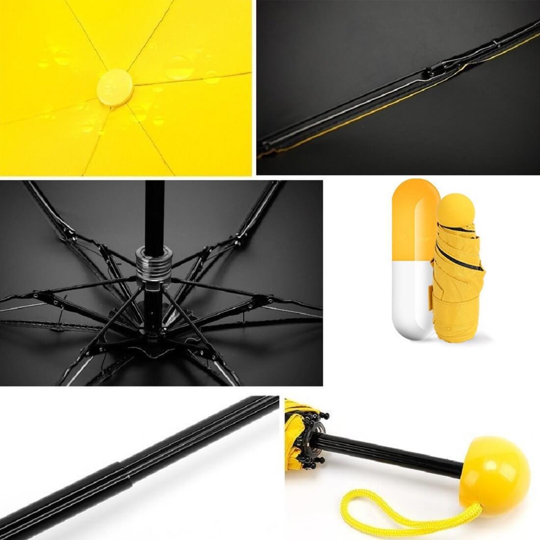 Мини-зонтик Capsule Umbrella-mini Designer All Seasons Black/Yellow - фото 4