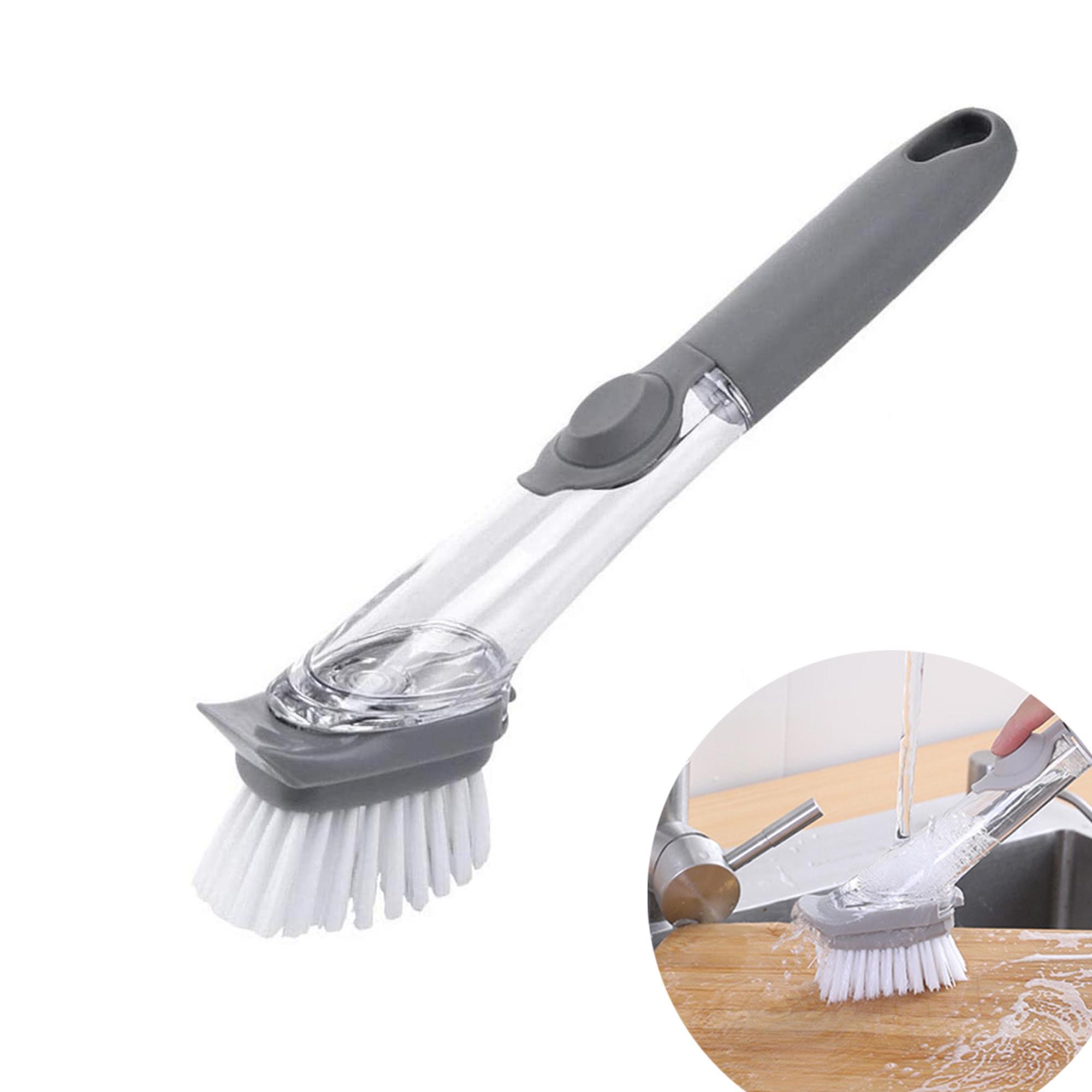 Щетка для мытья посуды Decontamination Wok Brush с дозатором и съемными насадками Серый (7047164) - фото 7