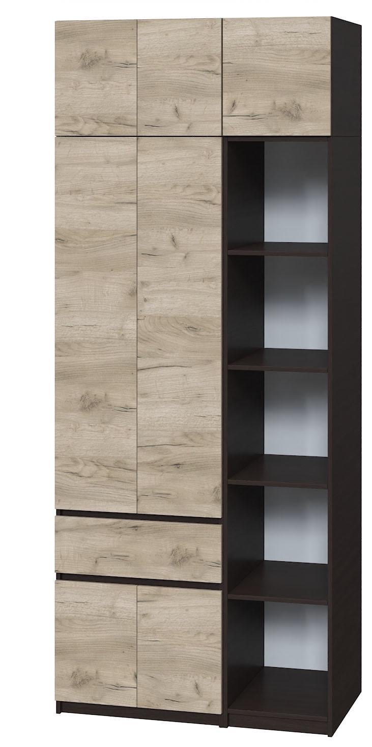 Шкаф с полками Мастер Форм Брайт левосторонний 1000х520х2400 мм Венге магия/Дуб крафт серый (32954)