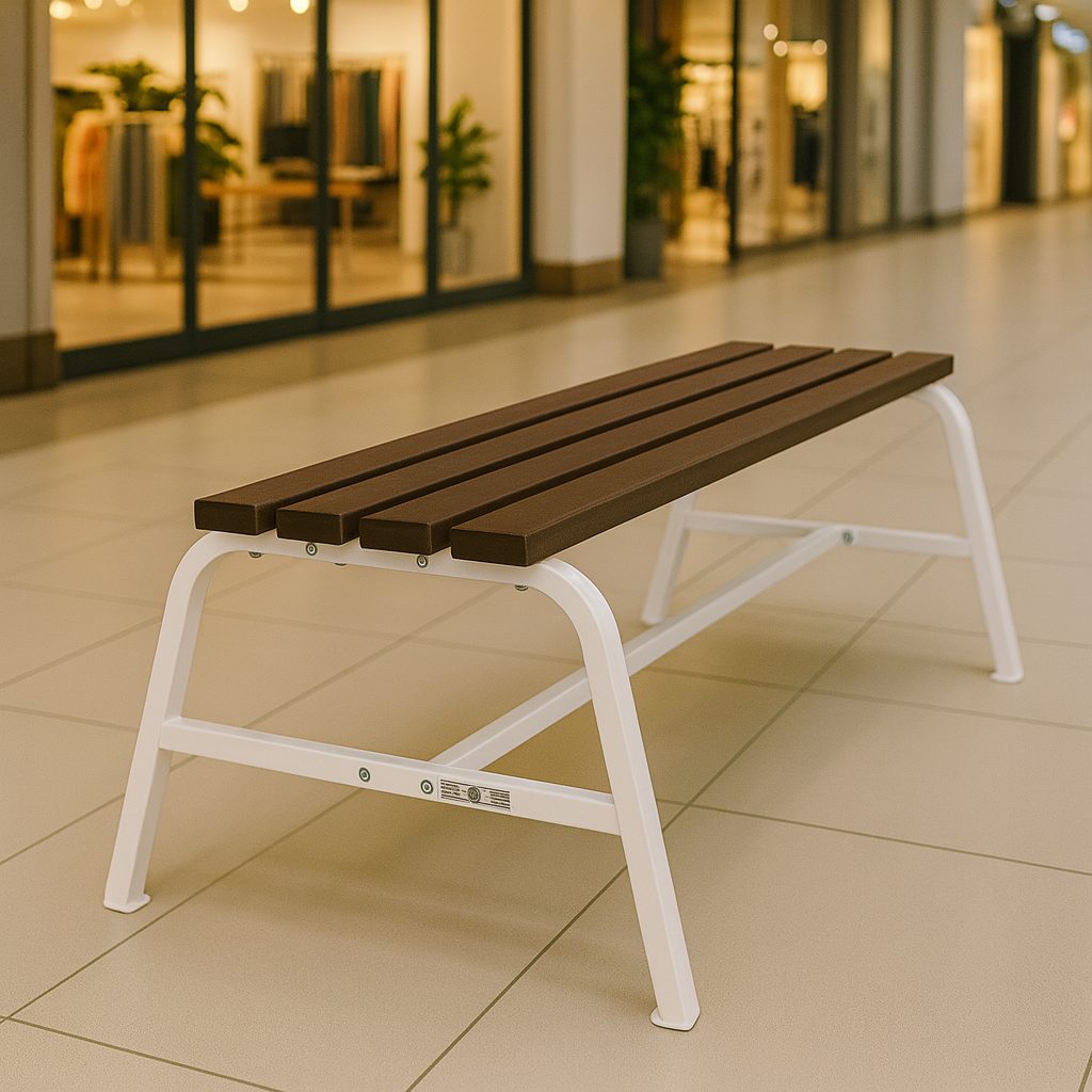 Лавка садова ТОБІ ШО без спинки для дачі/парку 1503х450х650 мм Коричнево-Білий - фото 1 Лавка садова ТОБІ ШО без спинки для дачі/парку 1503х450х650 мм Коричнево-Білий - фото 1