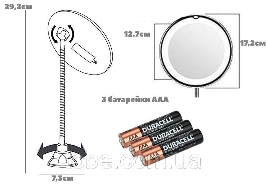 Зеркало косметологическое с подсветкой My Flexible Mirror на гибкой ножке 10x (1010114080) - фото 8