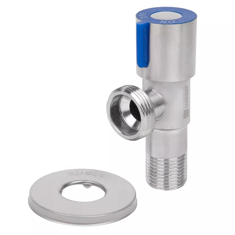 Кран приладовий Wezer SOL22B-18-BLUE 1/2x3/4" кутовий нержавіюча сталь (SQ-1048123)