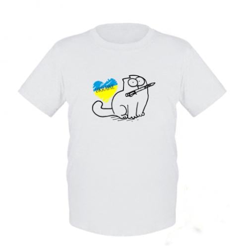 Футболка детская Кот-патриот 152 см Белый (216644-1-35967-L)