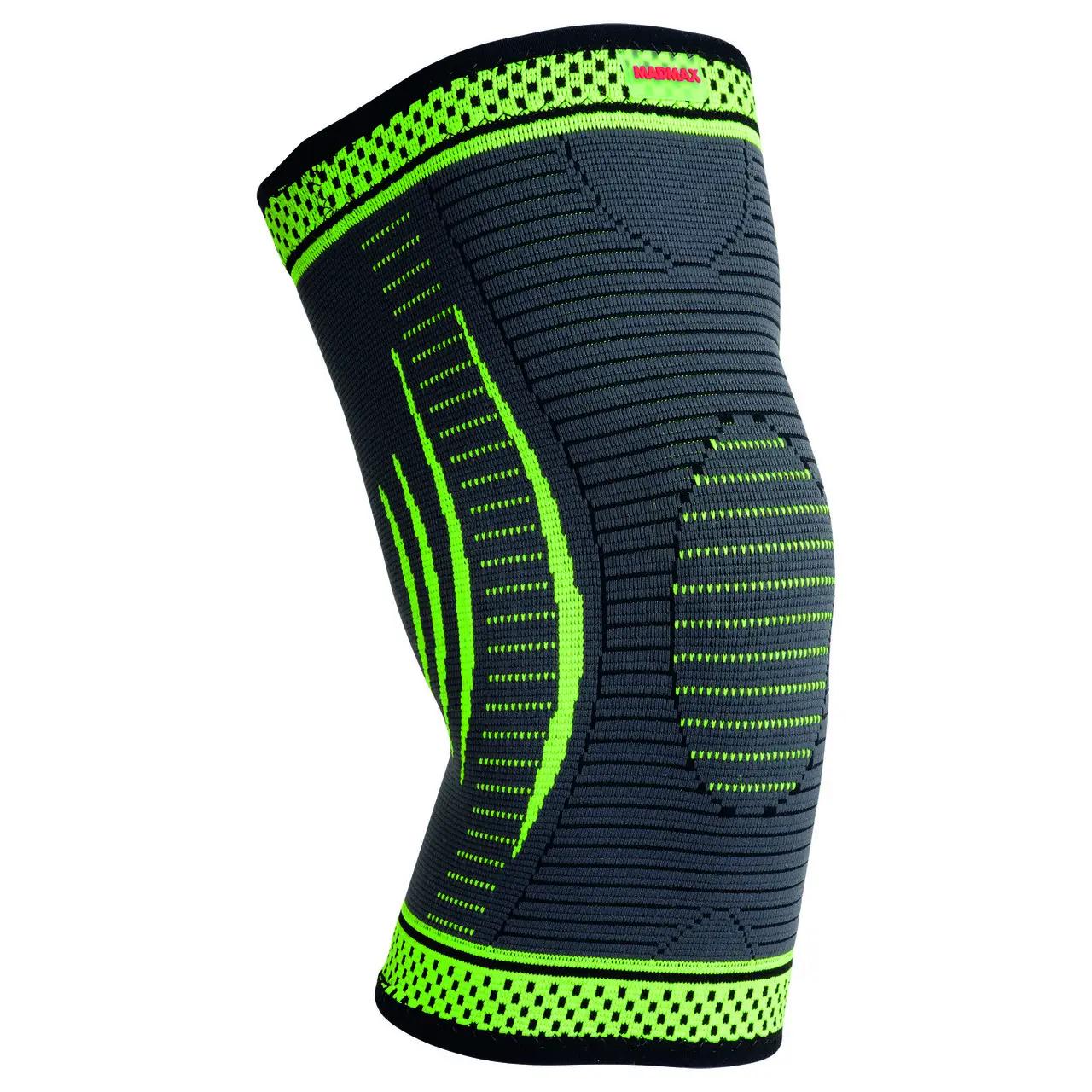 Наколенник компрессионный MadMax MFA-284 3D Compressive knee support Dark grey/Neon green L (62-68-MFA-284_L) - фото 1