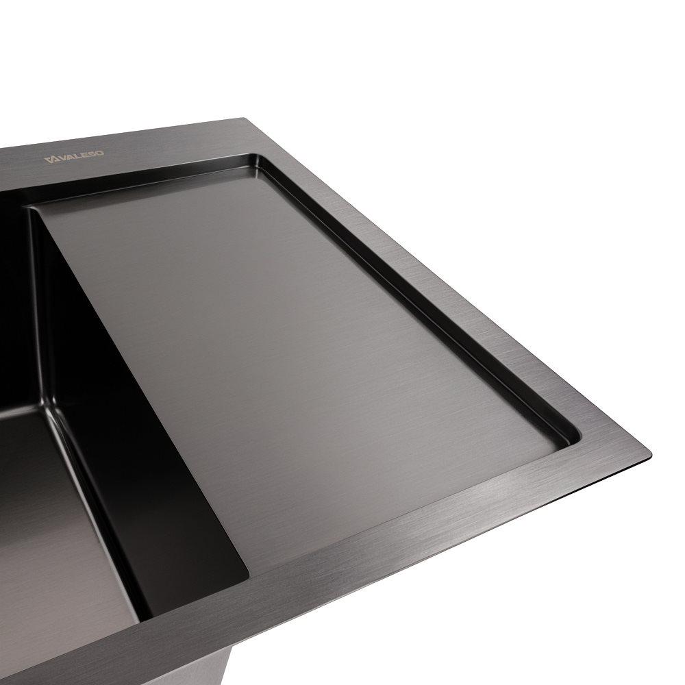 Мийка кухонна Valeso Handmade CM 58х48 L PVD круглий сифон 3,0/0,8 мм Чорний - фото 3 Мийка кухонна Valeso Handmade CM 58х48 L PVD круглий сифон 3,0/0,8 мм Чорний - фото 3