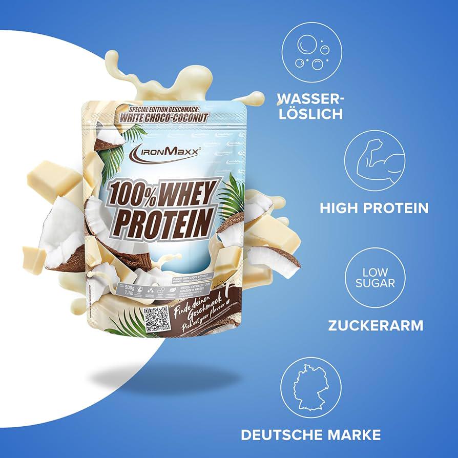 Протеин IronMaxx 100% Whey Protein White chocolate coconut 500 г - фото 2