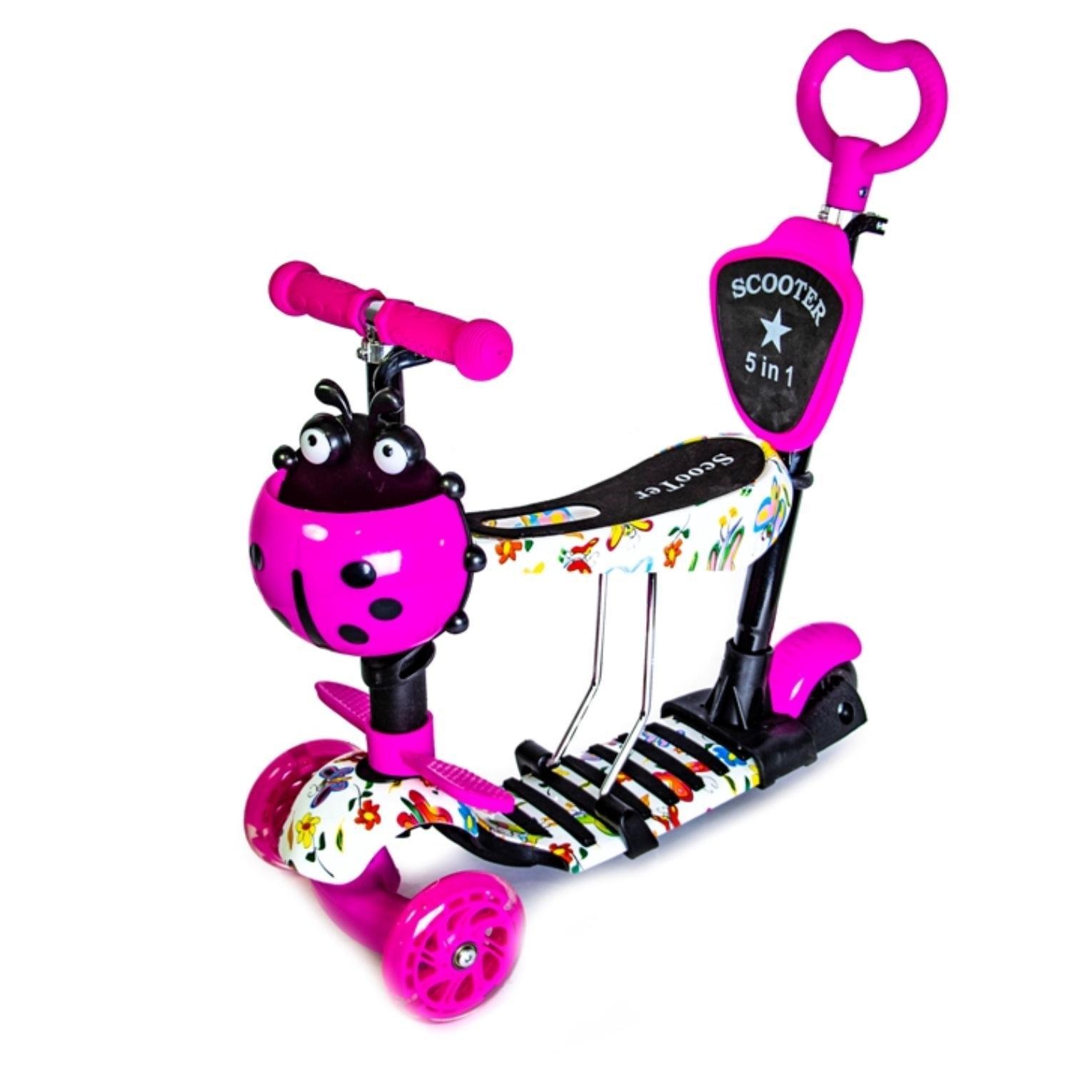 Самокат Солнышко 5в1 с родительской ручкой Multicolor (959350826)