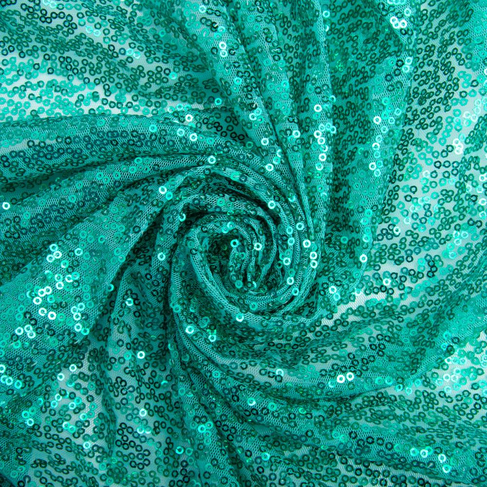 Ткань сетка с пайетками Светлая бирюза (24898)