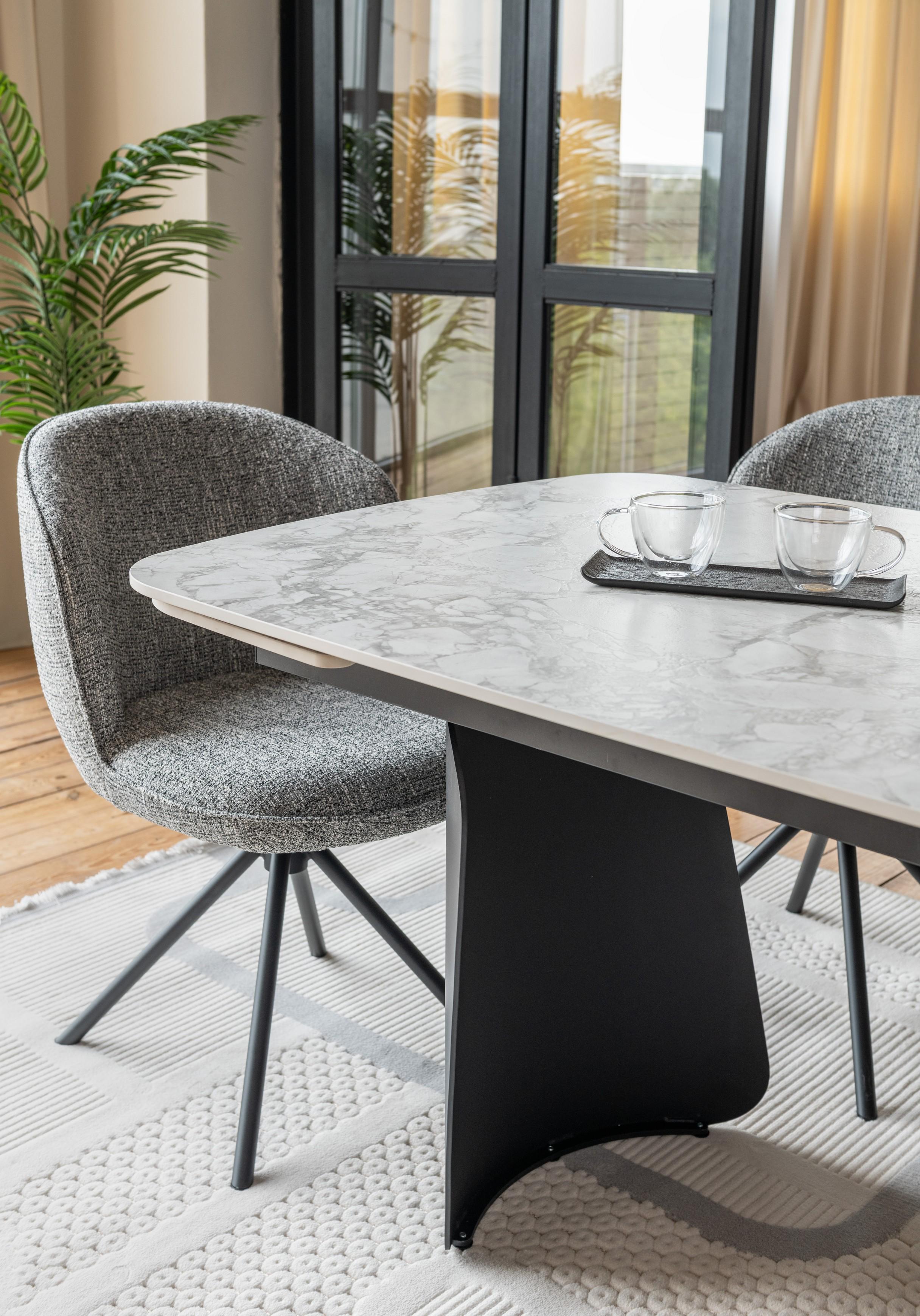 Обідній стіл розсувний Vetro Mebel Нардо 1400/2000х900x760 мм Клауді грей/Чорний TМL-1270) - фото 11