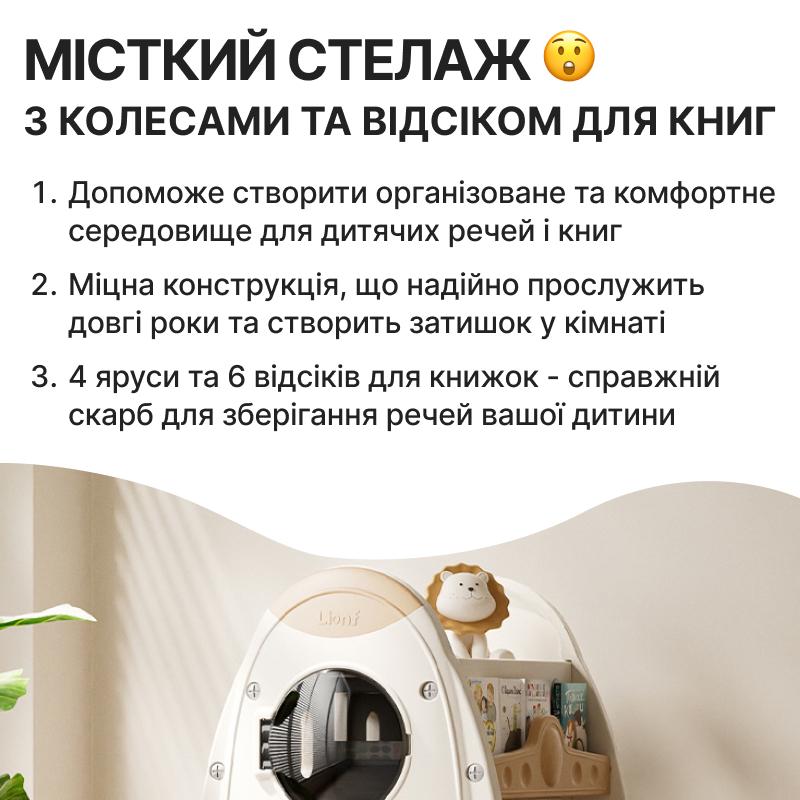 Дитяча книжкова полиця поворотна Lumpurini Space чотирьохстороння (C-KC047b) - фото 4