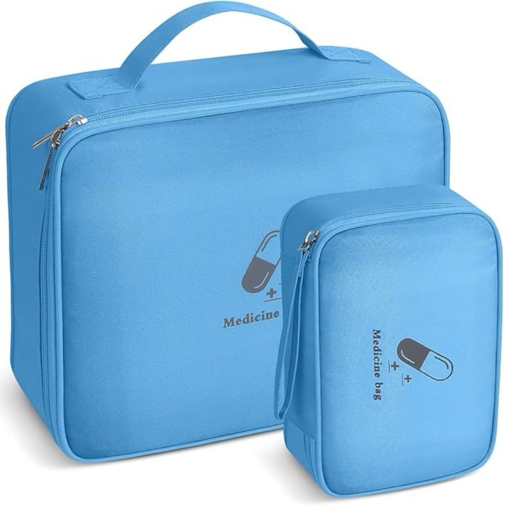Комплект сумок для медикаментов дорожные аптечка большая и маленькая Голубой