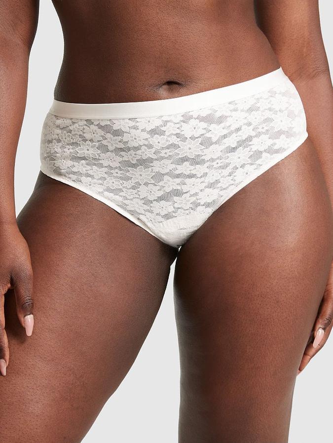 Трусики Victoria’s Secret Everywhere Lace-trim Cheekster White M Білий (26697466)