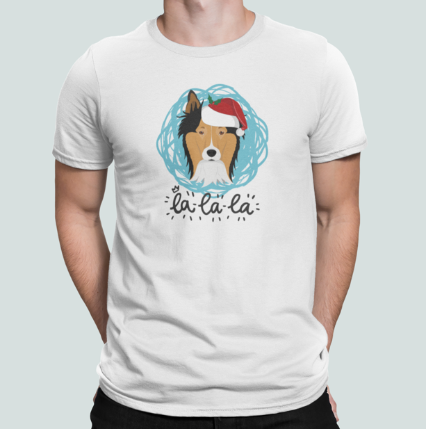Футболка чоловіча новорічна Stedman з принтом La La Пес коллі L Білий (НГ21-9)