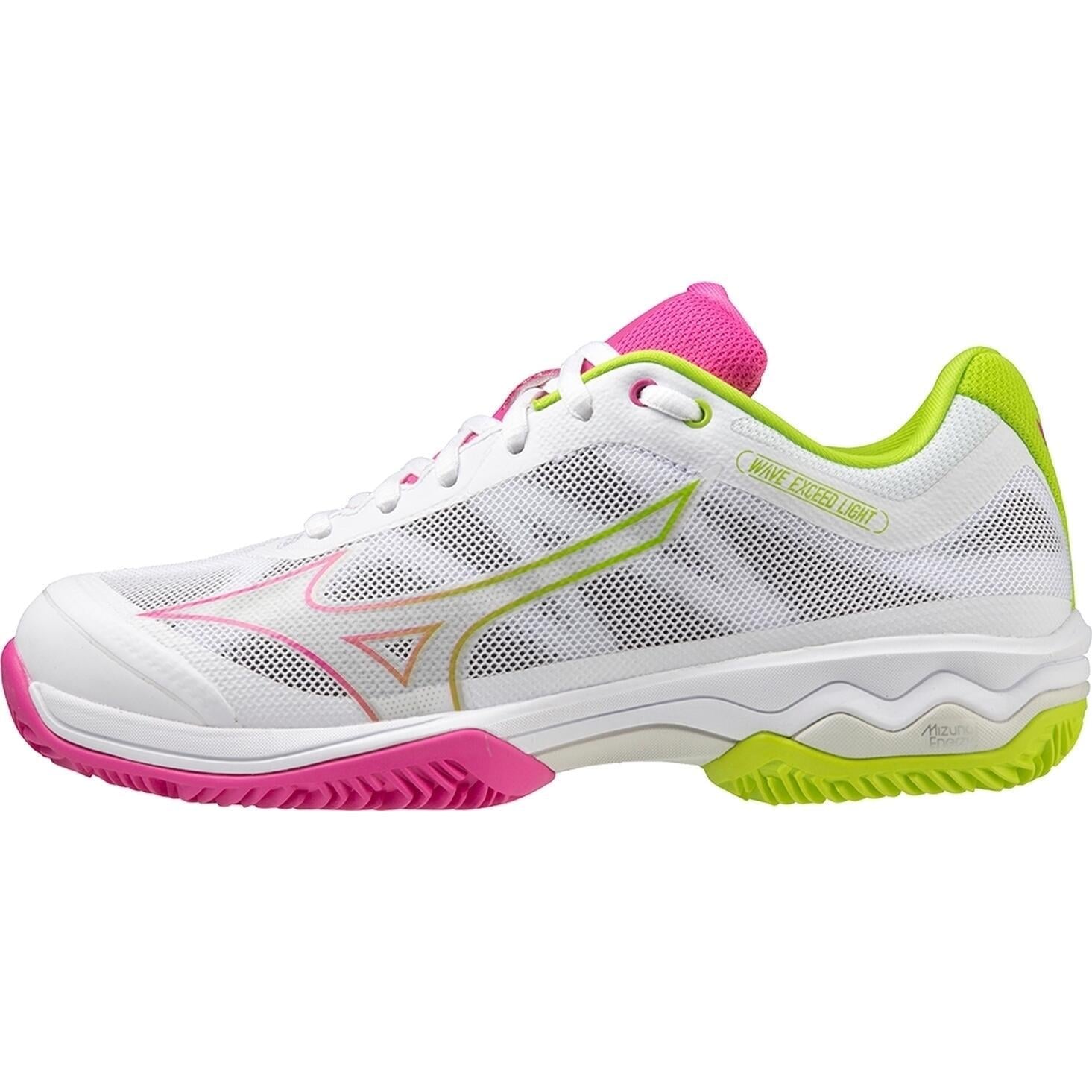 Кросівки тенісні жіночі Mizuno WAVE EXCEED LIGHT PADEL р. EU-39 Біло-рожево-лаймовий (61GB2223-66)