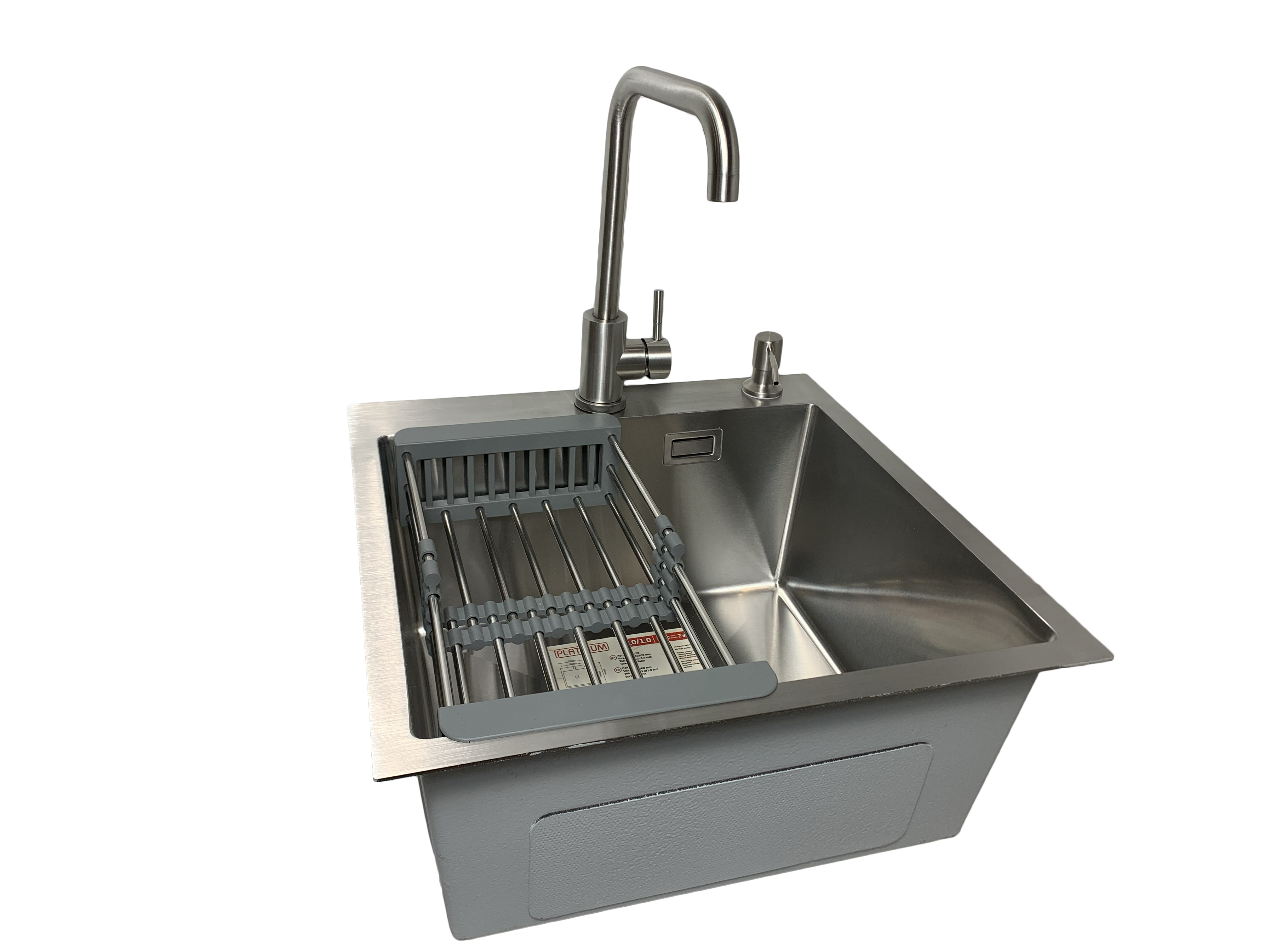 Мойка для кухни Platinum Handmade 50x50 см + смеситель/корзинка/дозатор/сифон (3e5d2c0c)
