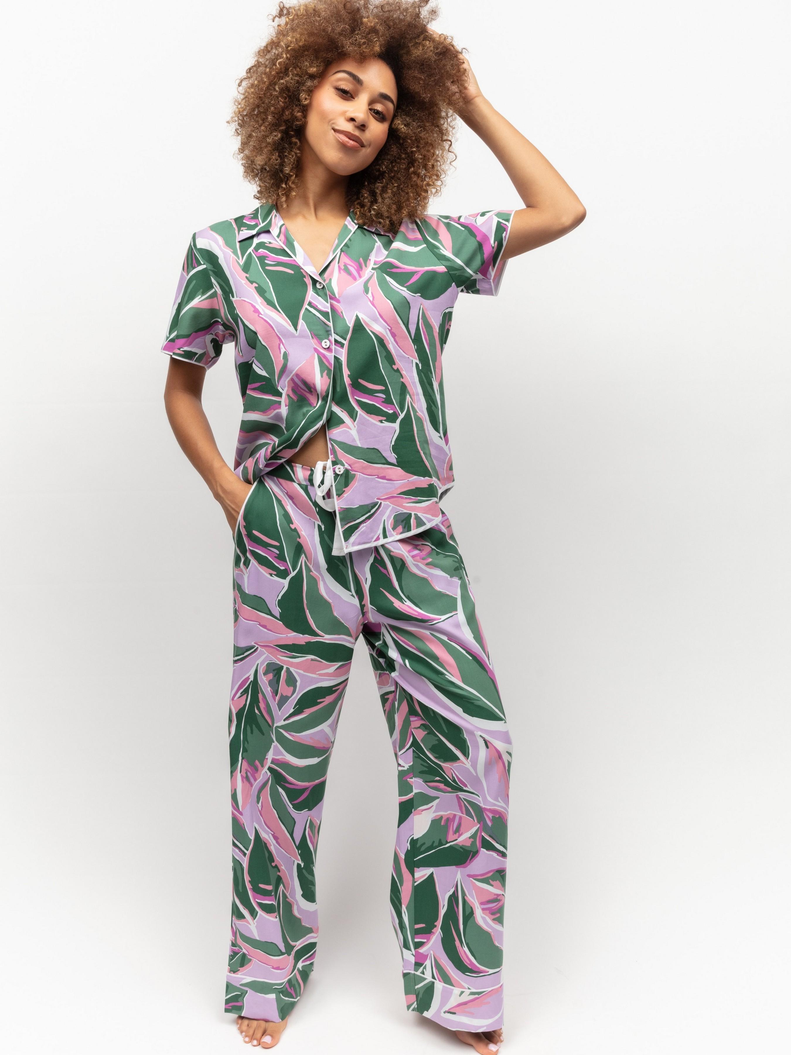 Піжама жіноча CYBERJAMMIES Lexi 0175-0176 18/2XL Фіолетовий з принтом листя (5051877494541)