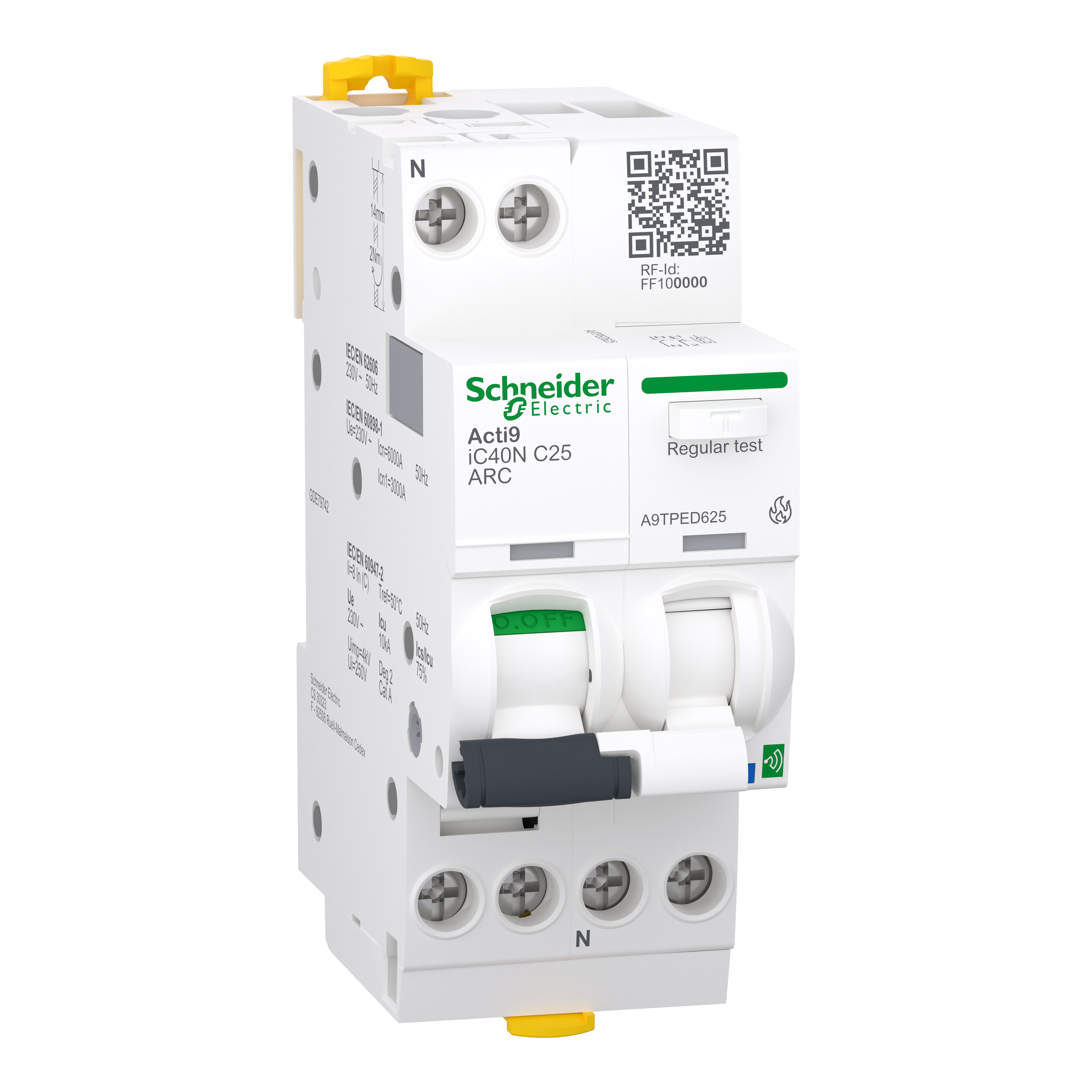 Устройство защиты от дугового пробоя Schneider Electric Active iC40N 1P+N 25A 6кА C (A9TPED625)